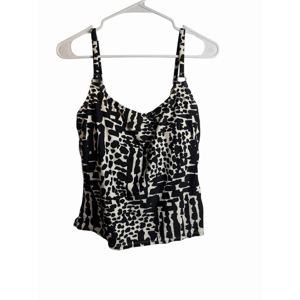 island escape womens black‎ white bikini top long size 8
